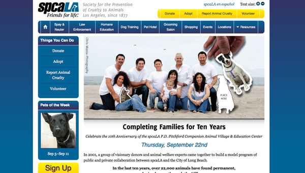 Screenshot of spcaLA event